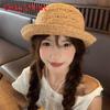 Womens Casual Summer Straw Hat With Short Brim And Handcrafted Embroidery For Sun Shade