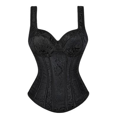 Steampunk Corset Cup Zipper Side Straps Overbust Waist Trainer Bustier