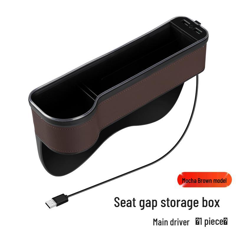 RGB Car Seat Gap Storage Box with Charging Port - Portable Organizer