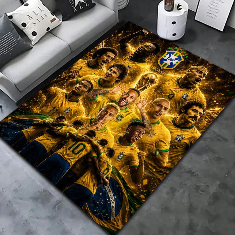 Brazil National Football Team Carpet Rug for Living Room Bedroom Home Sofa Decoration,Kids play Non-slip Floor Mat