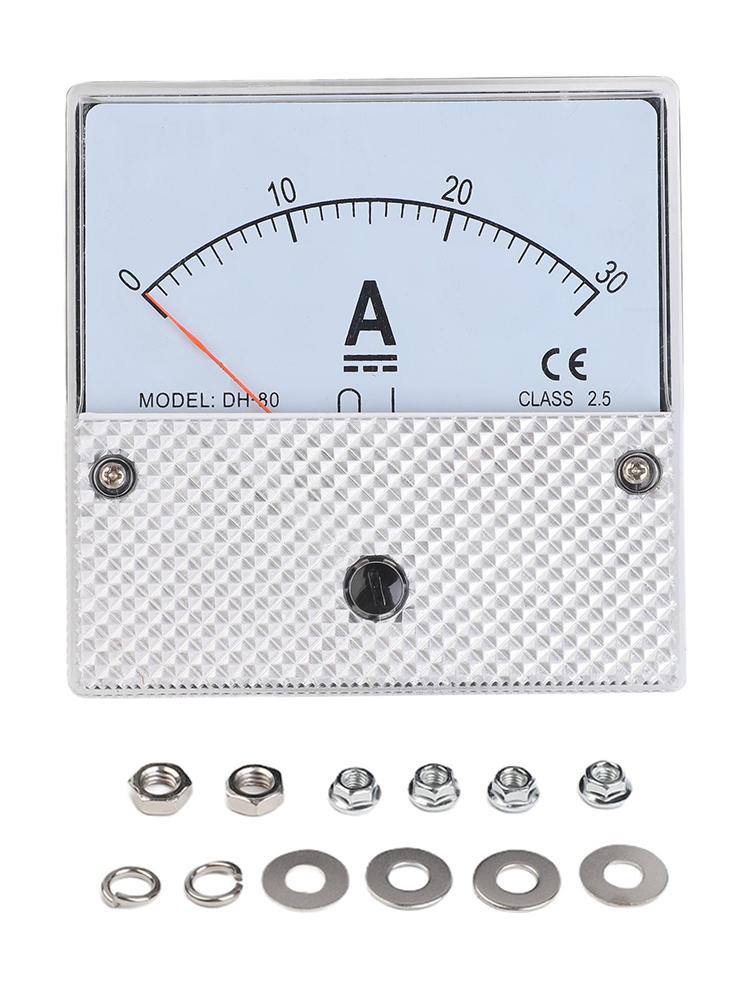 DH80 30A DC Ammeter Analog Pointer Panel Meter with Printed Scale and Vibration Correction for Industrial Electrical Systems