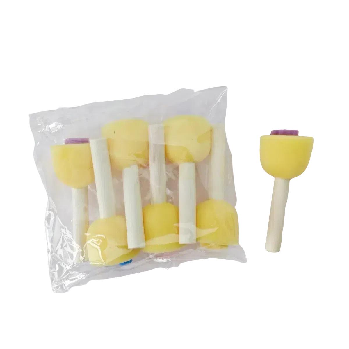 Children s 6-Piece Wooden Handle Mushroom Sponge Stamp Set for DIY Painting and Doodling 6-piece yellow mushroom stamp set