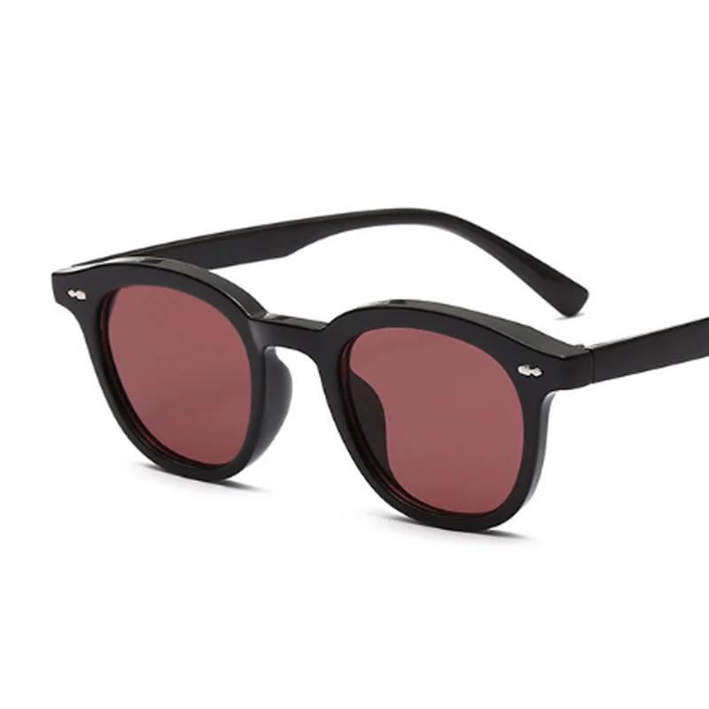 Round Vintage Sunglasses Woman Brand Designer Retro Rivet Sun Glasses Female Fashion Black Mirror Small Frame Oculos De Sol