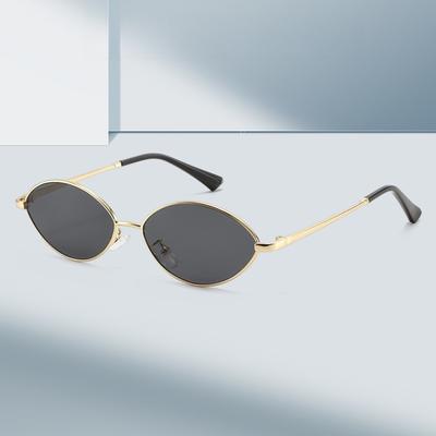 Fashionable Metal Oval Frame Sunglasses for Women Versatile Street Style Shades Outdoor Travel UV Protection Eyewear UV400