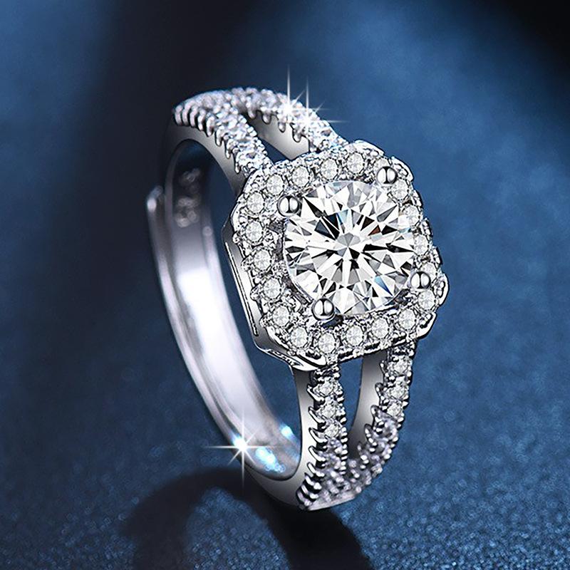 Original 925 Silver Ring High Quality Adjustable Opening AAA Zircon For Women Wedding Fine Fashion Jewelry Gift