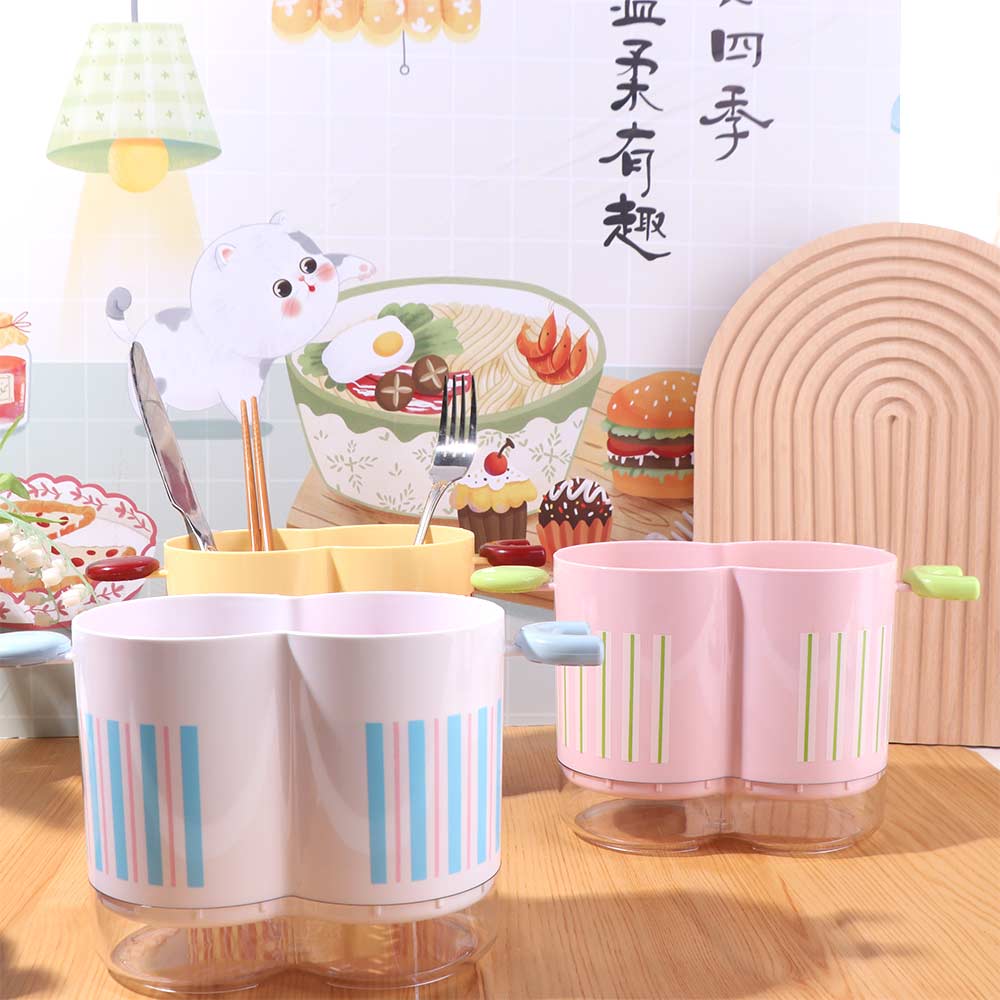 Large Capacity 2 Grids Chopstick Cage Detachable Tableware Drain Storage Box  Kitchen