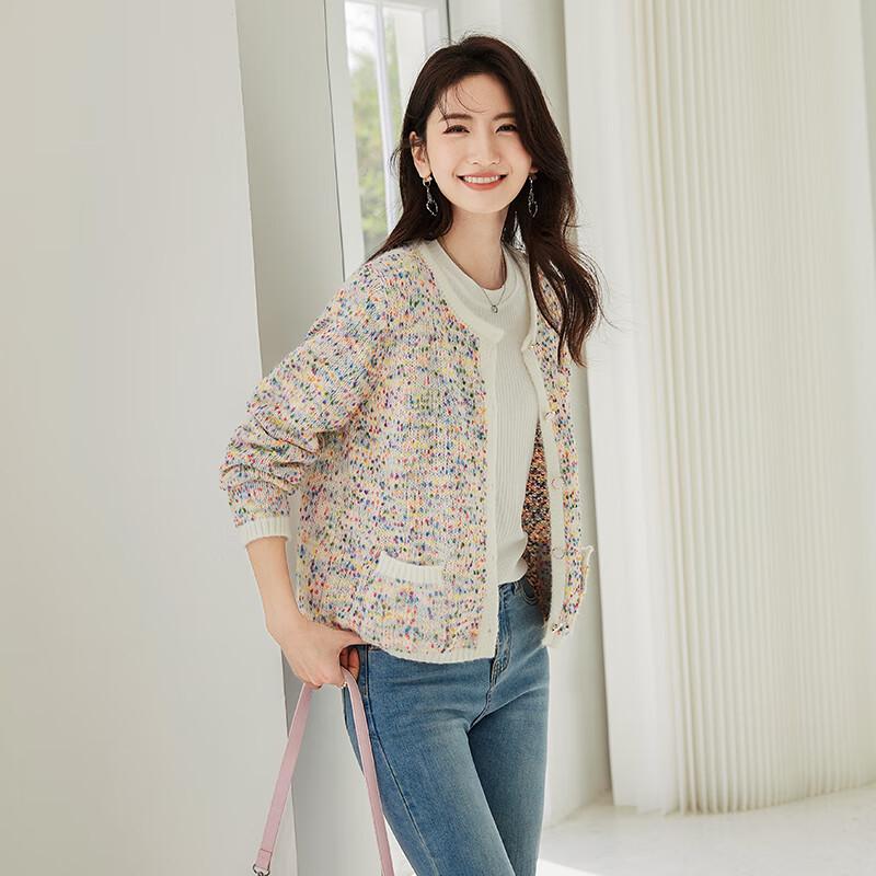 VICTORIA&VERA Women's Floral Print Long Sleeve Knit Top