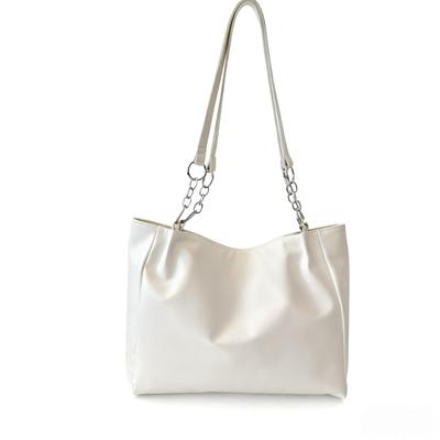 KKYOYRE Shoulder Bag with PU Chain Strap, Large Capacity, Fashionable Solid Color, Body Bag with Ring Chain Connection, Zipper Closure, Waterproof,