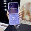 Etui do Samsung Galaxy Z Flip 7 6 5 4 3 Kompatybilne z MagSafe Kryształowy Dekor Odpinany Pasek na Nadgarstek z Koralikami Odporne na Wstrząsy Pokrowiec Zderzaki do Telefonu