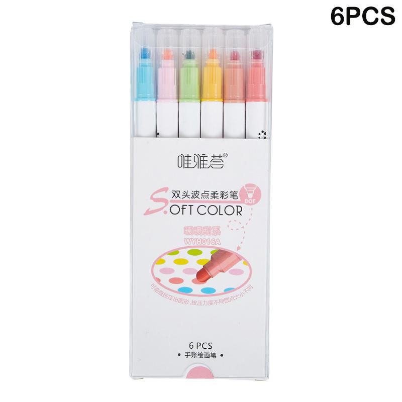 

6Pcs Double Tip Fine Pen Light Color Dot Painting Brush Set Marker Painting Set Painting Pen Office School Supplies Art Supplies