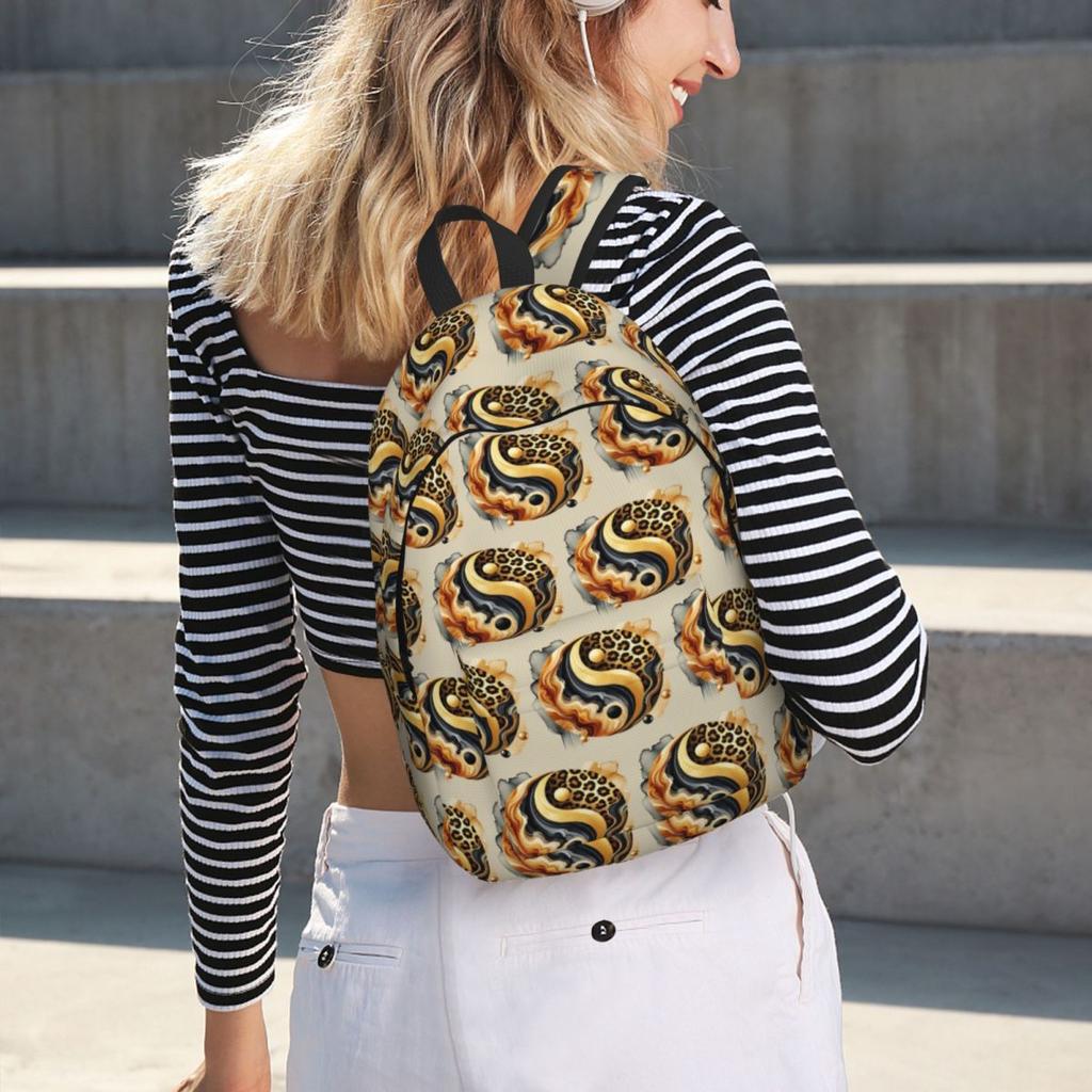 Leopard Yin Yang Luxury Gold Marble Balance Design Backpack Hot Sale Daypack BookBag School Bag Shoulder Bags for Men Women