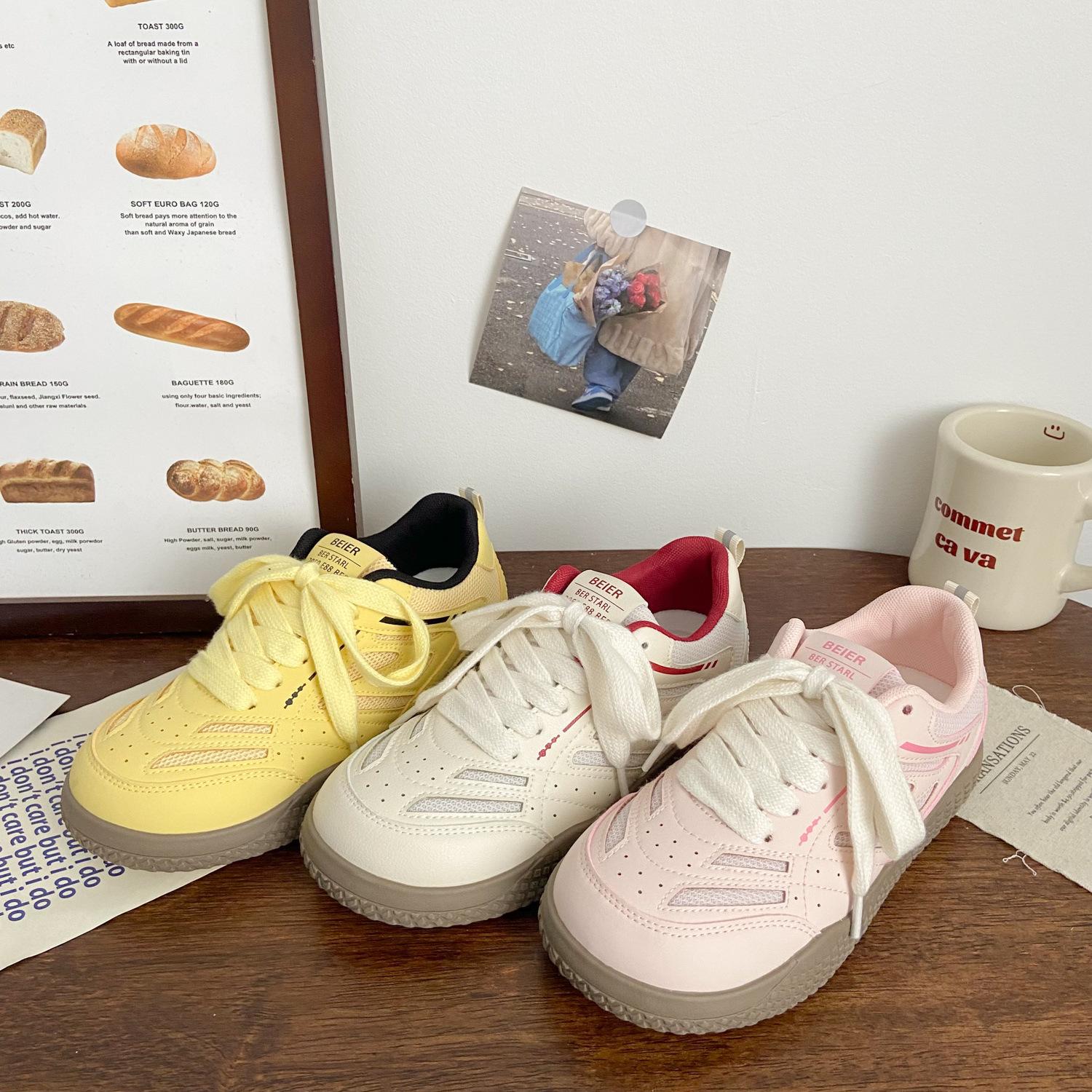 

Pink board shoes women s breathable sports white shoes 35
