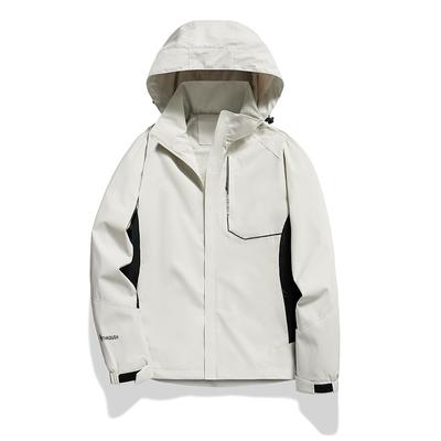 Jacket Men's Spring and Autumn Couple Solid Color Windproof Waterproof Sports Mountaineering Outdoor Hooded Removable Jacket