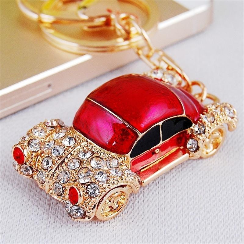 Fashion Alloy Metal Car Key Chain Keychain Charm Women Handbag Crystal Pendant Luxury Model Car Accessories Keyfob