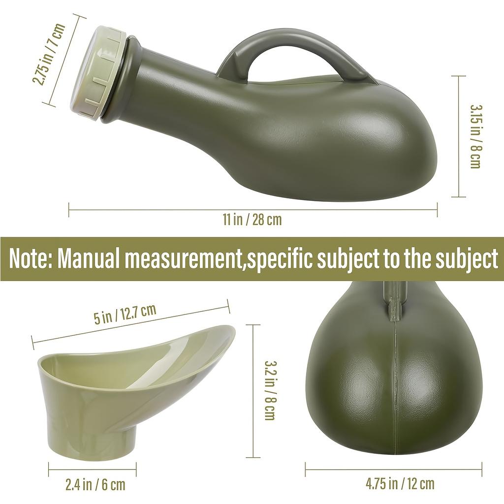 Male Anti Overflow Urinal 32 Oz/1000 Ml | Portable Urinal Bed Tray with Luminous Lid | Thick Plastic Urinal