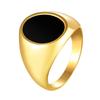 Signet Ring In Stainless Steel with Gold Plating for Men Jewelry, Fashion Round Rings Gift To Teens