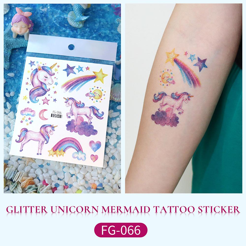 Children's Glitter Mermaid & Unicorn Waterproof Tattoo Stickers