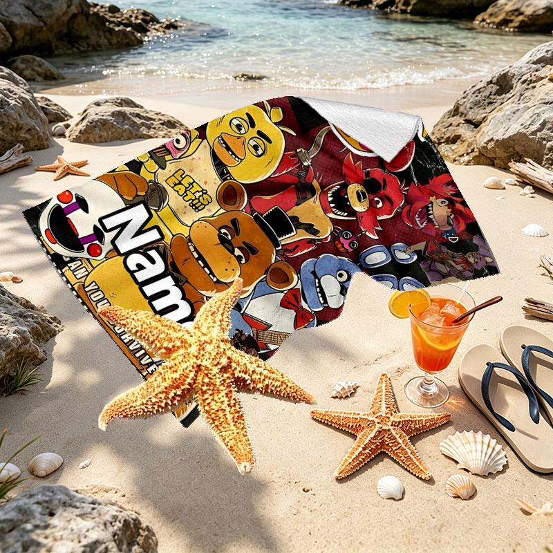 Personalisierter Strandtuch mit individuellem Namen für Five Nights at Freddy's, für Reise Camping Strandparty Heimdekoration, Geburtstagsgeschenk für Familie & Freunde