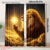 Lion Sun Curtains Majestic Starry Sky Print Polyester Bedroom Home Decor Light Blocking Set Of 2 Made Machine Washable