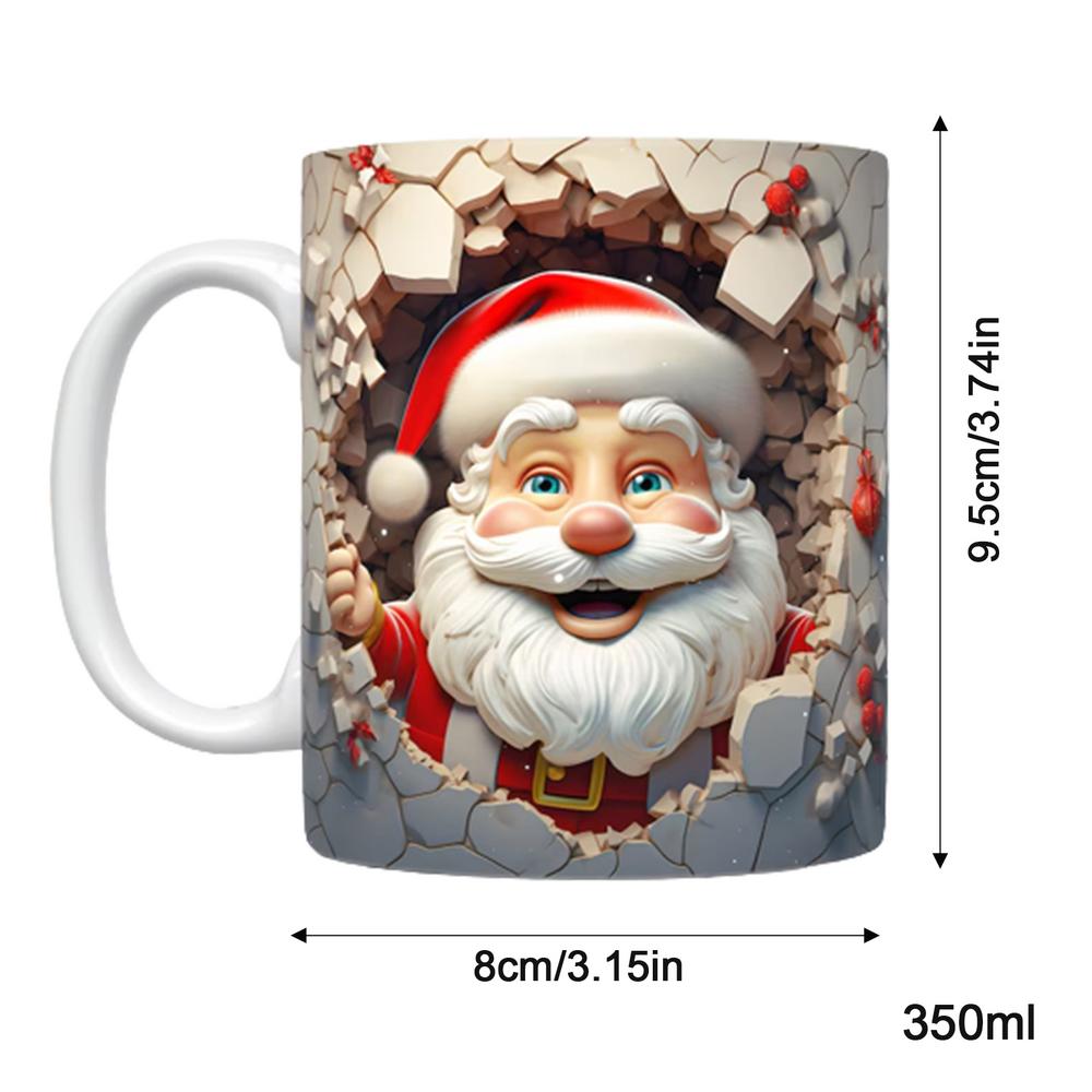 3D Christmas Ceramic Mugs Cute Mugs With Flat Painted Santa Claus Novelty Coffee Mug In Ceramic 11oz Coffee Milk Tea Lovers Gift