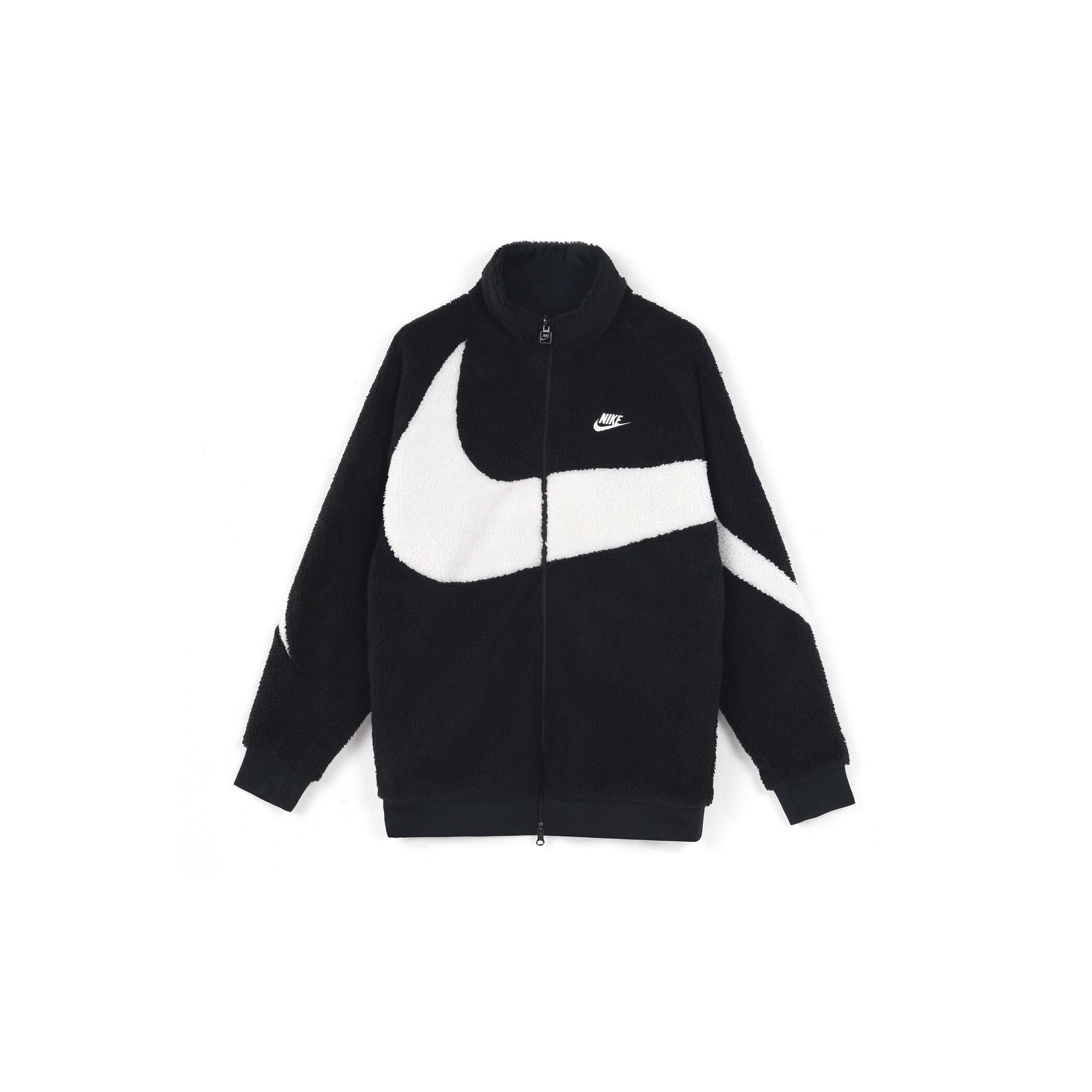Nike Big Swoosh Reversible Boa Jacket Asia Sizing  Black White  Men s BQ6546-011 S
