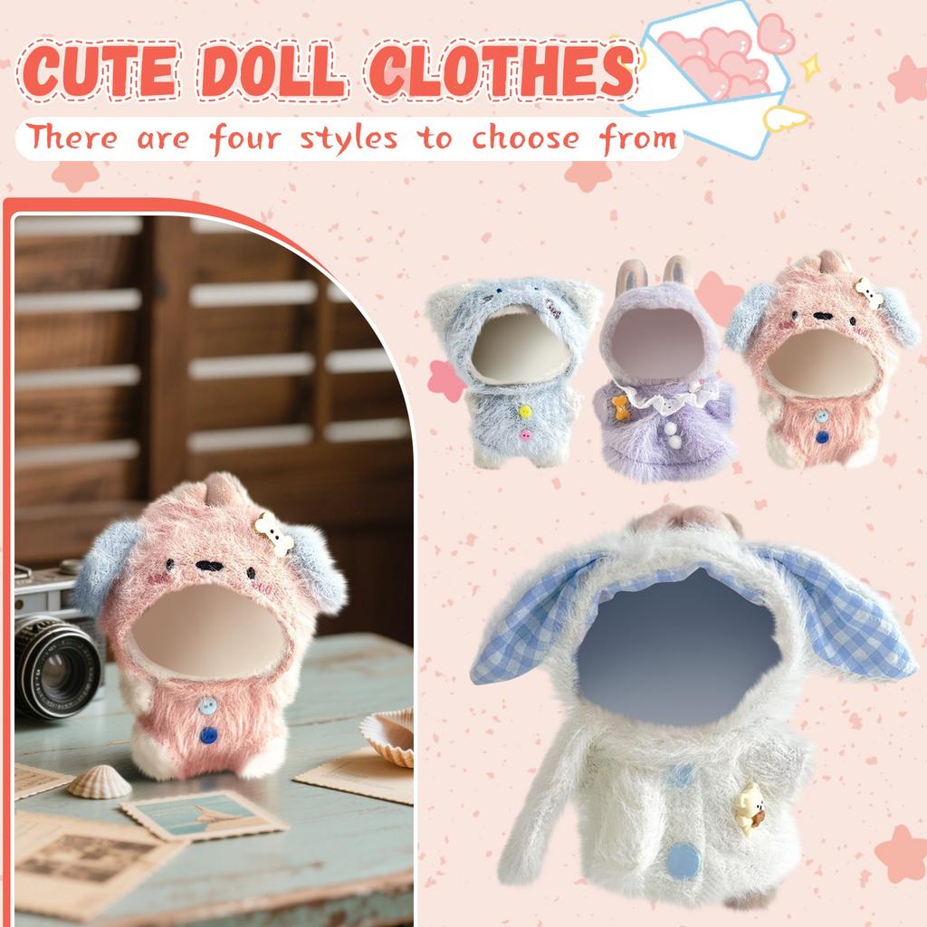 Doll Clothes Set 17cm Doll Accessories Love Heart Top Scarf Hat No Dolls