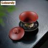 200 ml Yixing Lila Ton Gaiwan Berühmte schlammbemalte Lotusteeterrine Schönheits-Tee-Ei Deckelschale Chinesisches handgefertigtes Zisha-Teeset