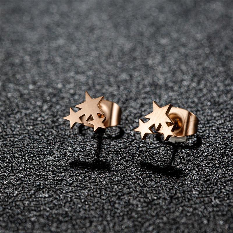Big Star Earings Punk Stud Earrings Women Minimalist Jewelry Rose Gold Color Stainless Steel Earrings 2024 Piercing Accessories