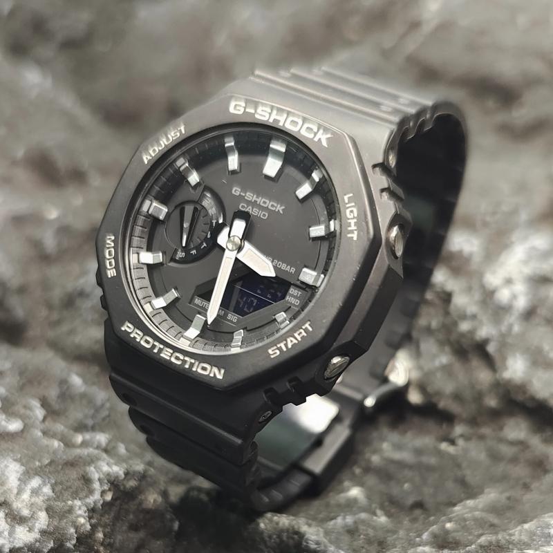 CASIO Men Liquid Crystal,Analog Dual Display Series Black Watch GA-2100-1A1(Watch3--)
