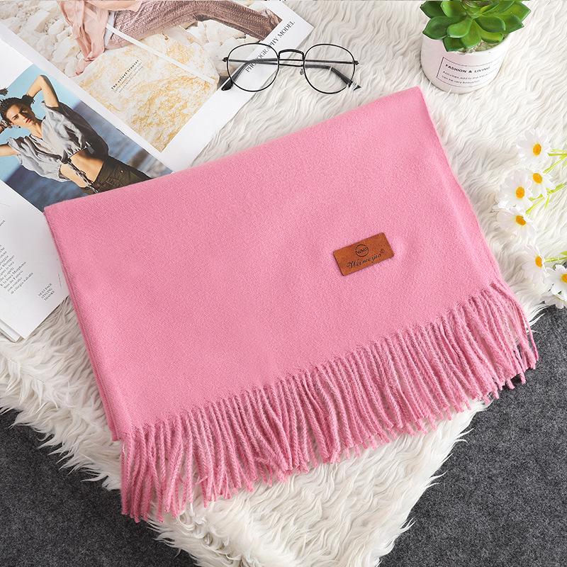 Korean Style Women's Winter Red Tassel Scarf - Imitation Cashmere Warm Gift