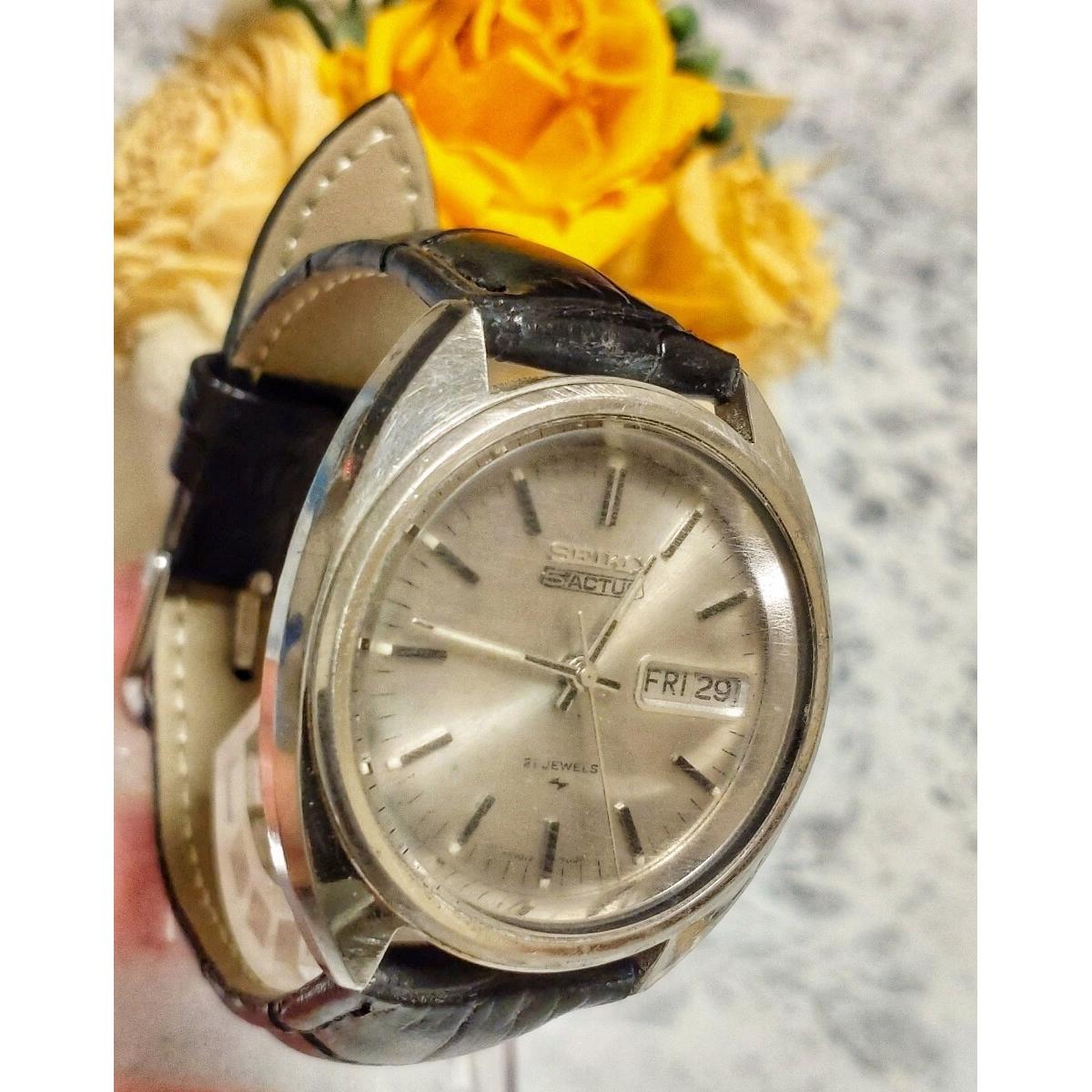 Rare Super Rare Working Item SEIKO 5 Actus 21JEWELS Men s Watch Automatic Silver Vintage
