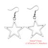 Fashion Handmade Simple Design Antique Silver Color Hollow Star Pendant Drop Earrings Women Vintage Pentagram Jewelry