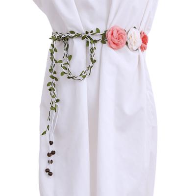 Vintage böhmischer handgemachter Blumen-Taillengürtel für Frauen, verstellbarer Damen-Kleidergürtel, weibliches Riemenzubehör
