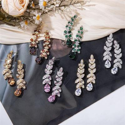 Zirkon Weizenähre Fransen Wassertropfen Ohrringe Temperament vielseitige Stecker Ohrringe Nische leichter Luxus High-End Ohrringe Frauen