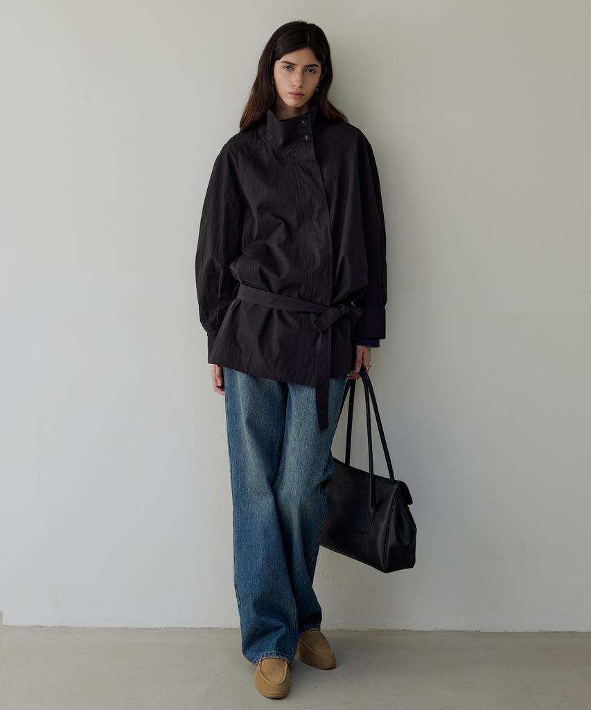 ARTID Belted Trench Half Coat_Charcoal