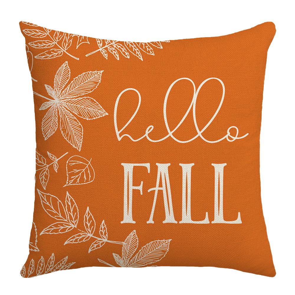 New Autumn Pumpkin Maple Leaf Fall Home Decoration Linen Printed Sofa Pillow Cover