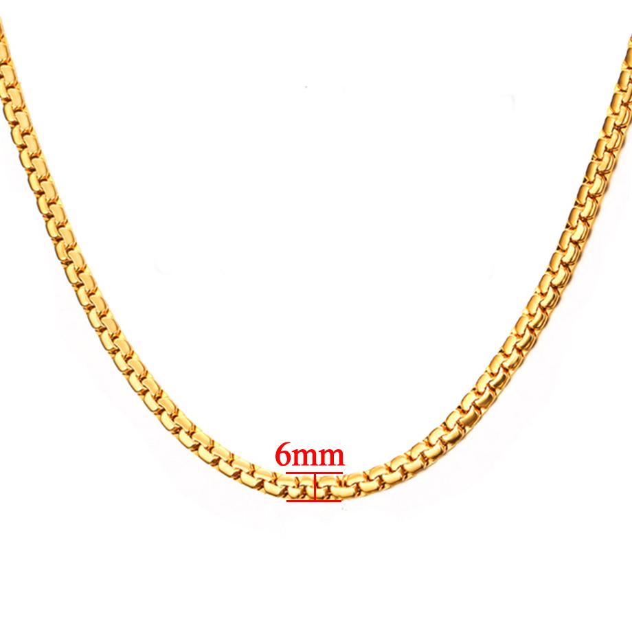 Męski Łańcuszek 6MM Długi Naszyjnik dla Mężczyzn 20" 23" 26" Kolor Złoty Stal Nierdzewna Płaski Łańcuszek Wężyk Naszyjniki Męski Łańcuszek Naszyjnik