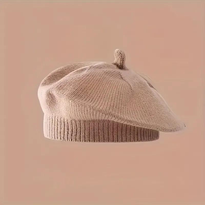 Λουλούδι Baby Beret Καπέλο Χειμερινό Ζεστό πλεκτό καπέλο Beanie για βρέφη κοριτσάκια Κορεάτικη Πριγκίπισσα νηπίων Καλλιτέχνης Μονόχρωμα καπέλα ζωγραφικής
