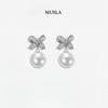 Musla Design Jewelry Stud Earrings For Women 925 Sterling Silver Earrings Zircon Fashion Bow Style Dorp Pearl Earrings