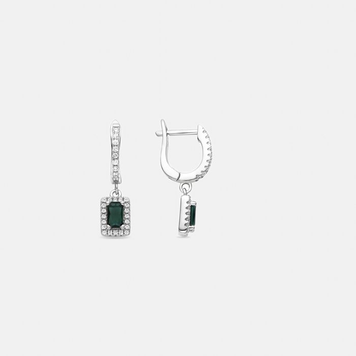 Luxenter Boucles d'oreilles en argent 925 et zircon aigue-marine plaqué finition en rhodié - Koiesa