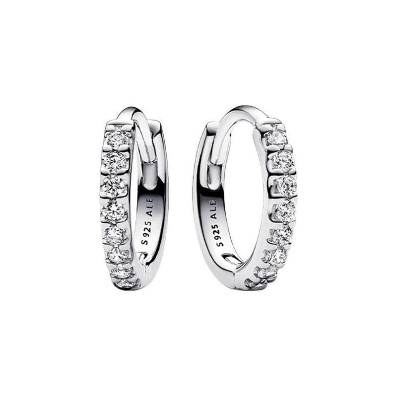 Pandora Logo Design 925 Silver Synthetic Cubic Zirconia Earrings Women s Silver 293015C01