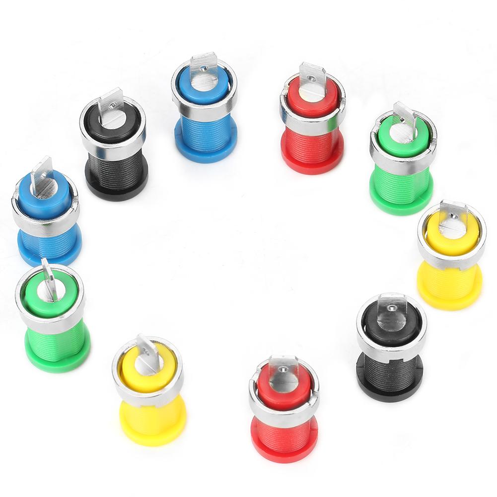 P3007 10pcs Mixed Color Banana Socket 4.0mm Jack for Panel Mounting Test Probes