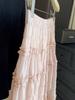 Textured Wood Ear Trim Pink A-Line Skirt: Women's Versatile High-Waist Autumn/Winter Fairy Skirt
