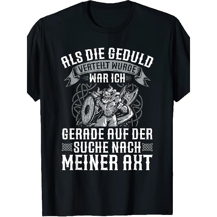 Men's Viking Warrior Graphic Tee - Short Sleeve Crew Neck Cotton Blend Shirt with Norse Mythology Design for Casual Wear