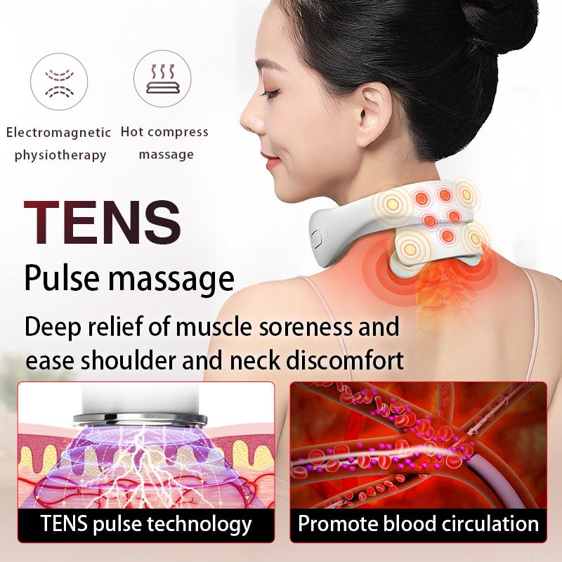 Pulse Back Neck Massager Wireless Smart Shoulder and Neck Massager Heating Pain Relief Muscle Impact Massage Health Care