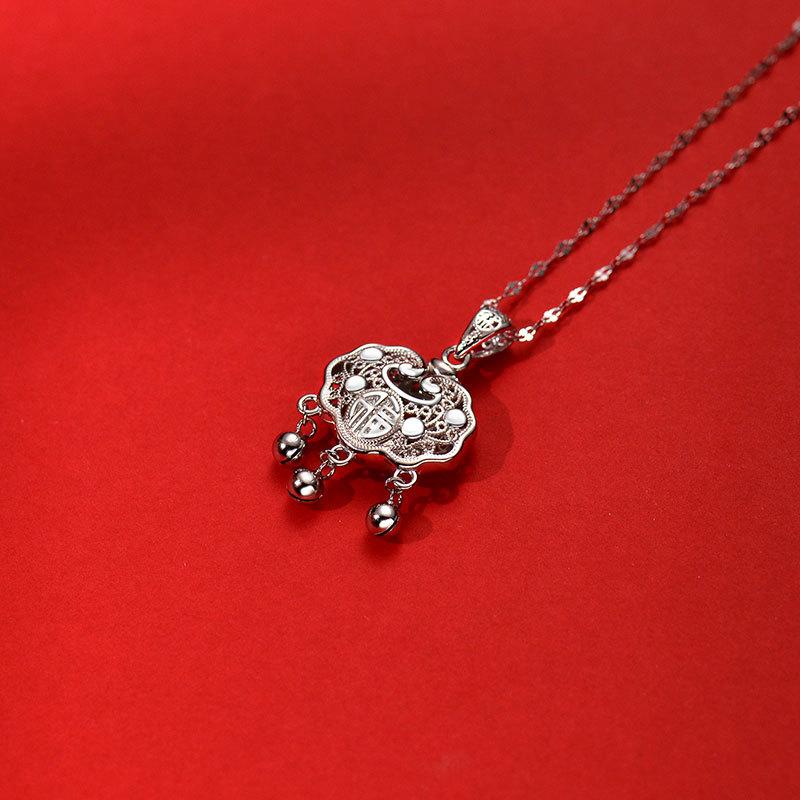 Neue Halskette mit Sicherheitsschloss im chinesischen Stil für Damen, Quaste, leichter Luxus, Nischen-Modegefühl