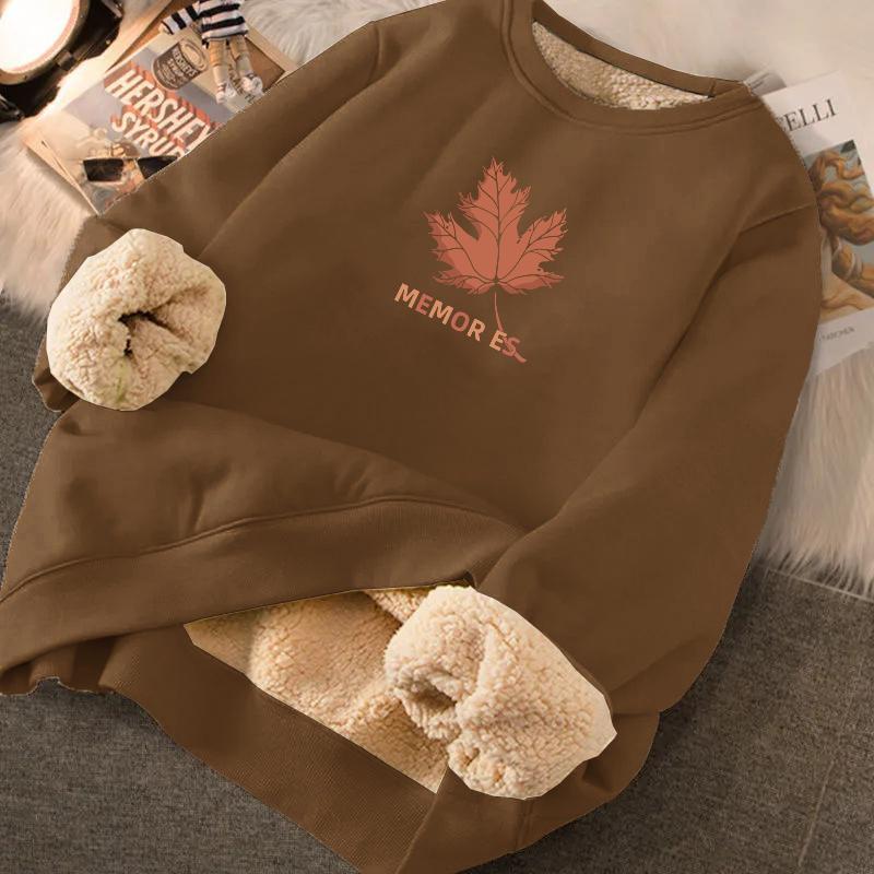 Sweat à capuche tendance pour homme en velours épaissi à doublure en laine d'agneau - Pull d'hiver à col rond, coupe ample, grande taille, haut chaud pour étudiants.