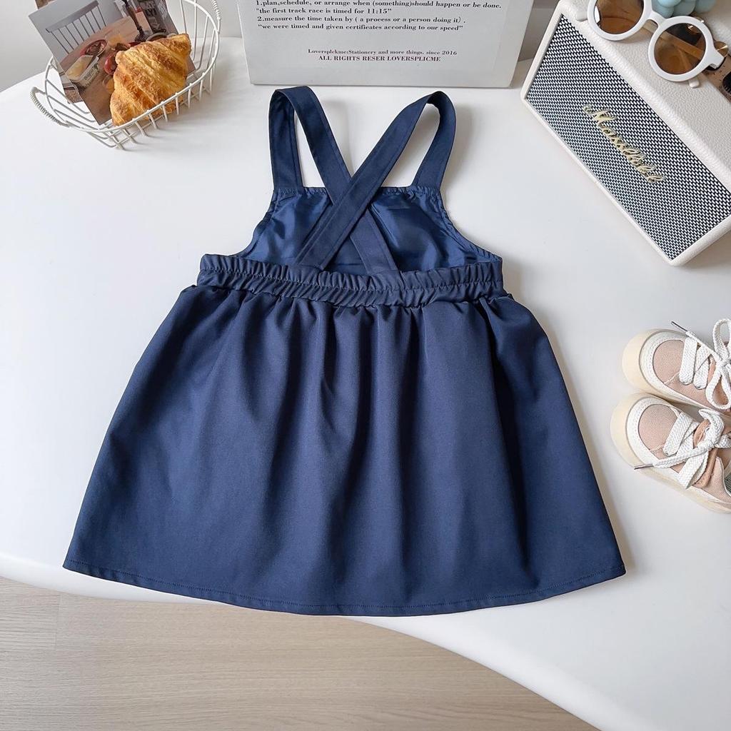 Girls' Rabbit Police Officer 2-Piece Set: Striped Shirt & Suspender Skirt for Casual Wear (Style AQB039)