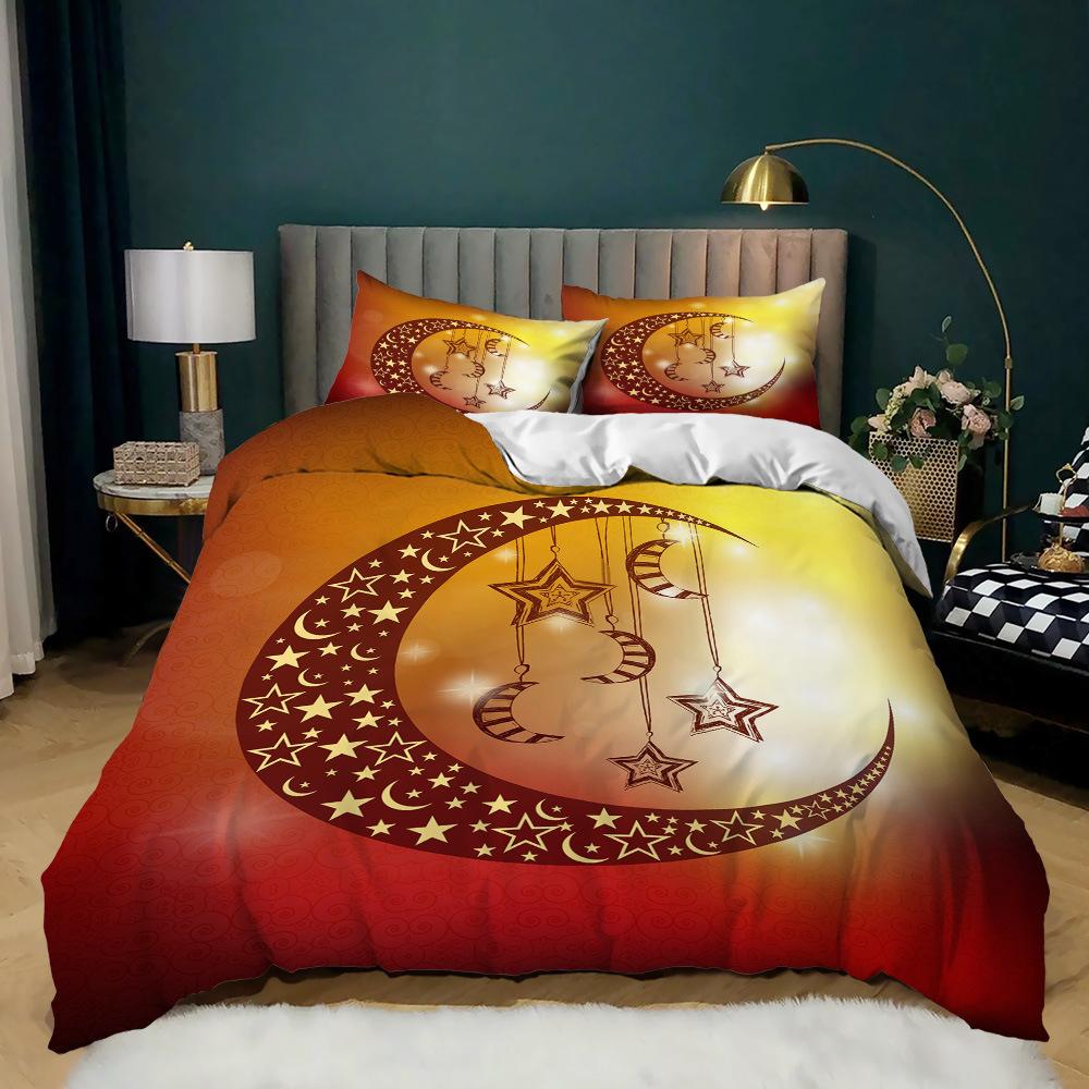 Zestaw poszewek na kołdrę Mandala w kolorze granatowym, w stylu boho, szykownym, z nadrukiem medalionu, z miękkiej mikrofibry, podwójny zestaw poszewek na kołdrę Queen King Size