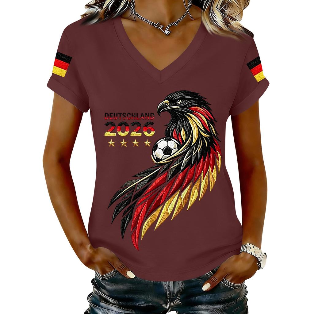 Womens Casual V Neck T Shirt Short Sleeve Letter Print Top Lightweight Soft Fabric Comfortable Fit Stylish Design